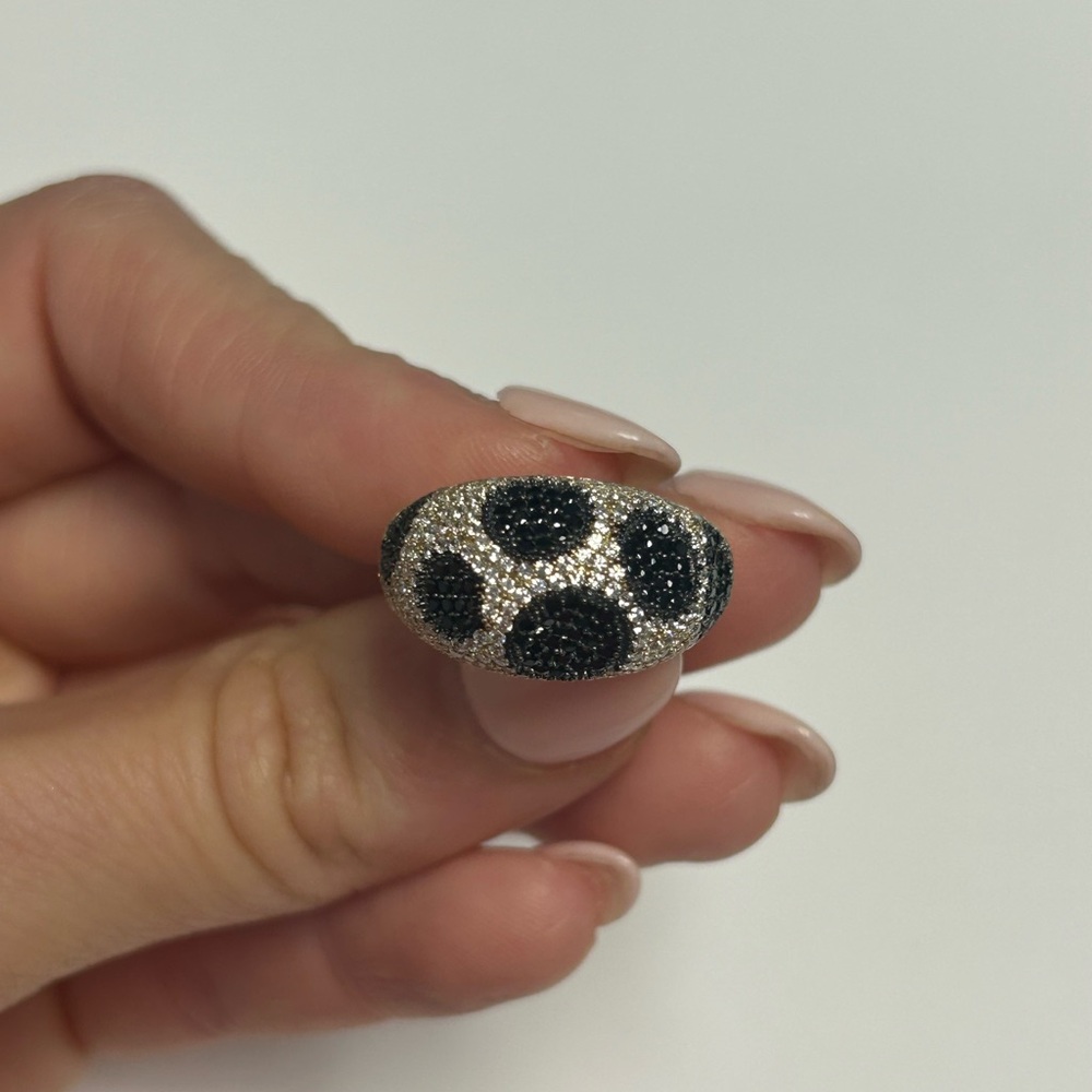 Suzy Levian Yellow Sterling Silver White Black CZ Ring NWT